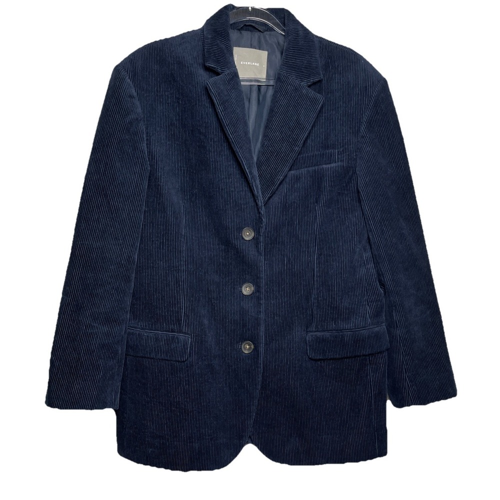 Everlane Womens Size 8 Navy Corduroy‎ 80s Blazer Jacket Oversized Career